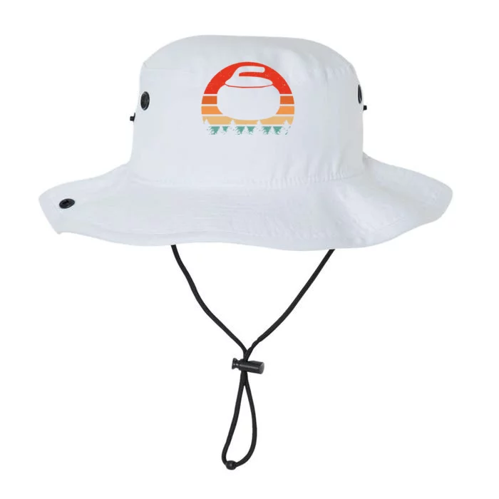 Vintage Retro Curling Stone Player Gift Design Funny Curling Gift Legacy Cool Fit Booney Bucket Hat