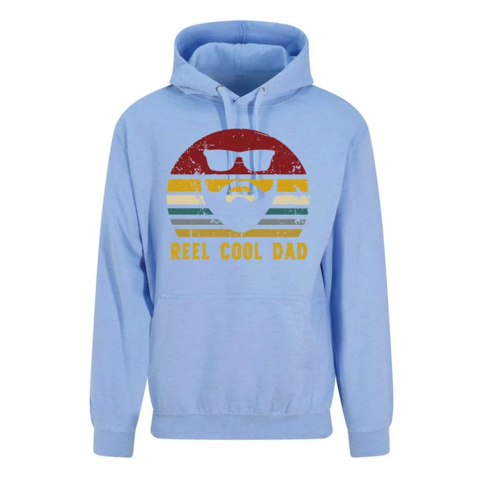 Vintage Reel Cool Dad Rad Fisher Dad Gift Unisex Surf Hoodie