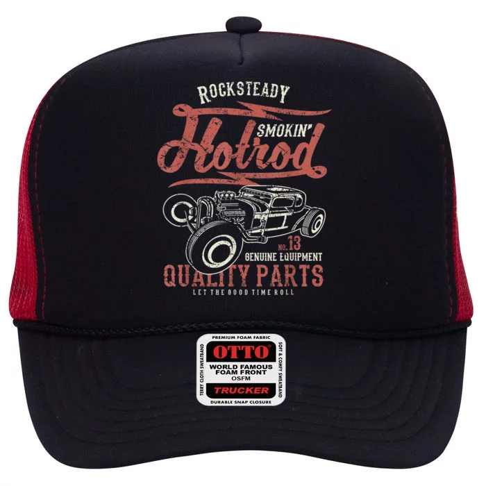 Vintage Rockabilly Classic Muscle Car Show Hotrod Ratrod Shirt High Crown Mesh Trucker Hat