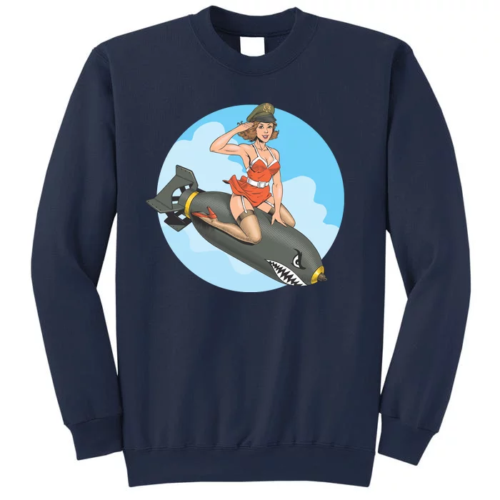 Vintage Retro Comic Style Sexy Woman Riding A Bomb Sweatshirt