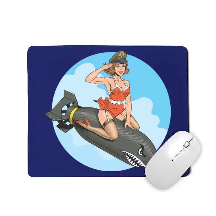 Vintage Retro Comic Style Sexy Woman Riding A Bomb Mousepad