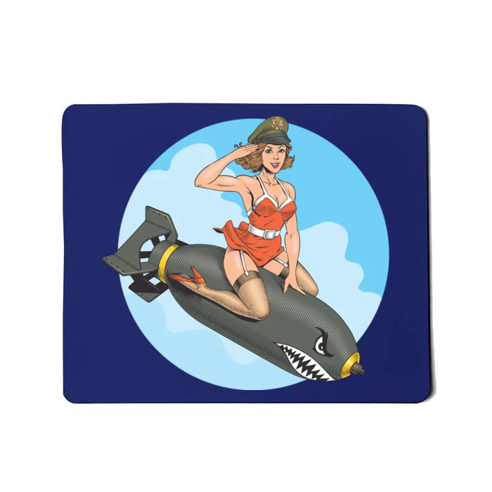 Vintage Retro Comic Style Sexy Woman Riding A Bomb Mousepad