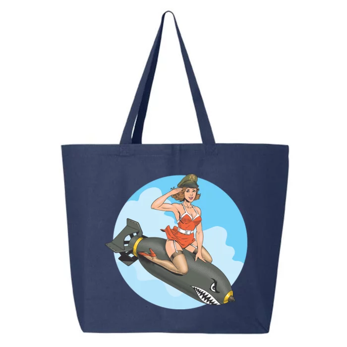 Vintage Retro Comic Style Sexy Woman Riding A Bomb 25L Jumbo Tote