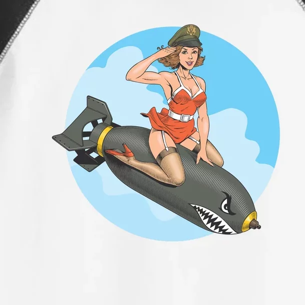 Vintage Retro Comic Style Sexy Woman Riding A Bomb Toddler Fine Jersey T-Shirt