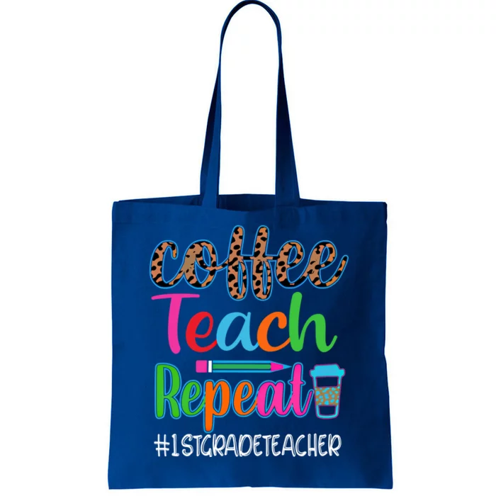 Vintage Retro Coffee Teach Repeat 1st Grade Teacher Cute Gift Tote Bag