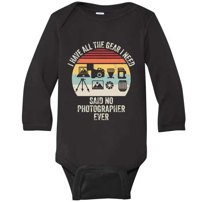 Vintage Retro Camera Photographer Photography Lover Gift Baby Long Sleeve Bodysuit