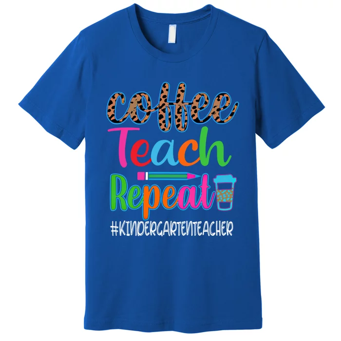 Vintage Retro Coffee Teach Repeat Kindergarten Teacher Gift Premium T-Shirt