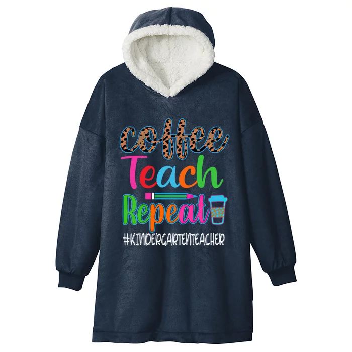 Vintage Retro Coffee Teach Repeat Kindergarten Teacher Gift Hooded Wearable Blanket