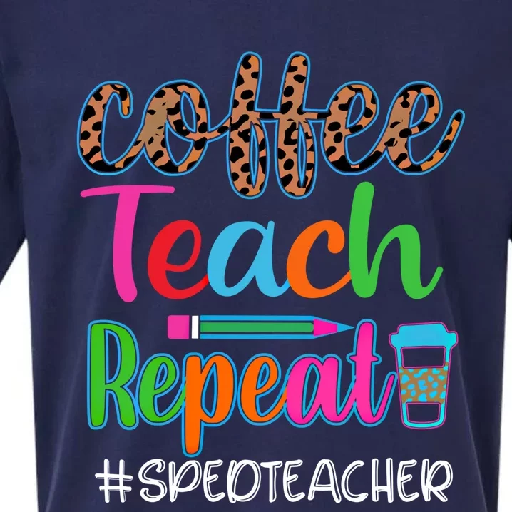 Vintage Retro Coffee Teach Repeat Sped Teacher Cute Gift Sueded Cloud Jersey T-Shirt