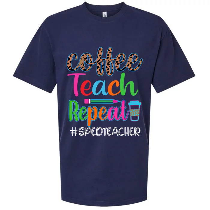 Vintage Retro Coffee Teach Repeat Sped Teacher Cute Gift Sueded Cloud Jersey T-Shirt