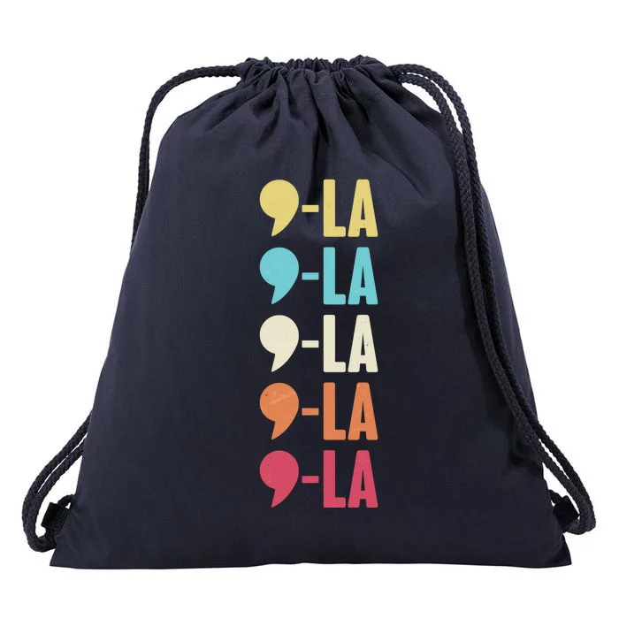 Vintage Retro Comma La Kamala Harris 2024 Drawstring Bag