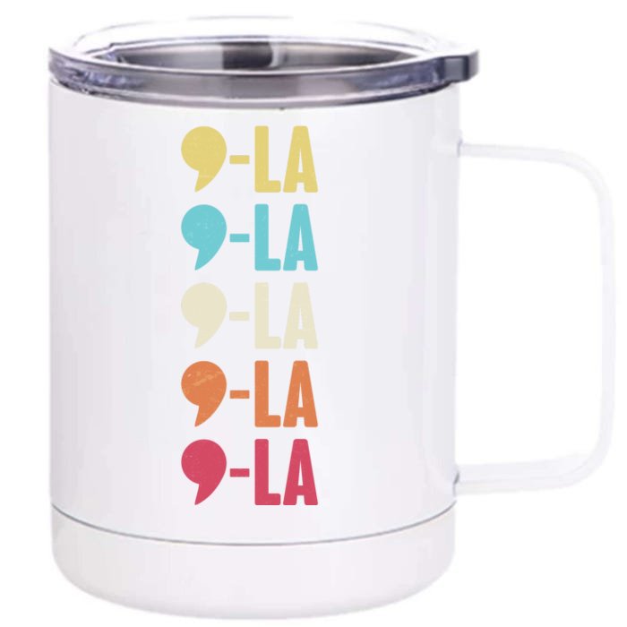 Vintage Retro Comma La Kamala Harris 2024 Front & Back 12oz Stainless Steel Tumbler Cup