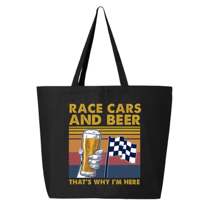 Vintage Race Cars Checkered Flag Beer Thats Why Im Here 25L Jumbo Tote