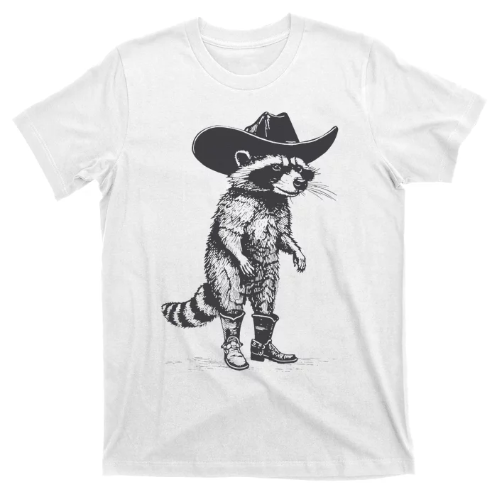 Vintage Raccoon Cowboy Cowgirl Trash Panda Western Country T-Shirt