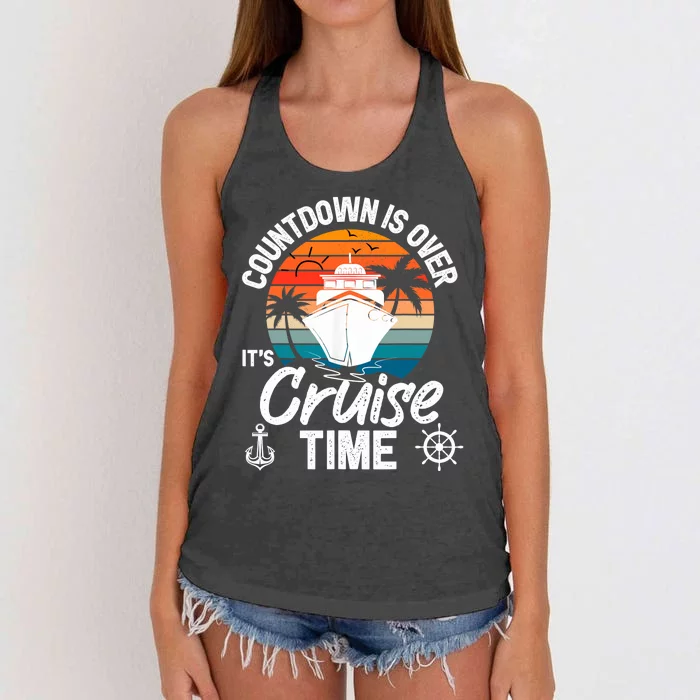 Vintage Retro Countdown Is Over It's Cruise Time Women's Knotted Racerback Tank