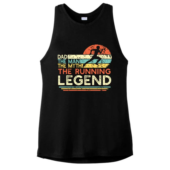 Vintage Running Dad The Man The Myth The Legend Runner Gift Ladies Tri-Blend Wicking Tank