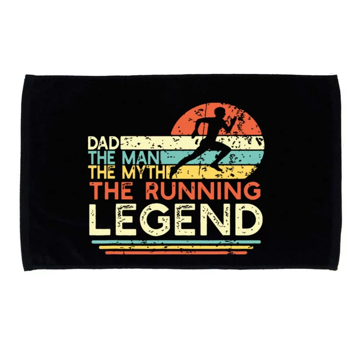 Vintage Running Dad The Man The Myth The Legend Runner Gift Microfiber Hand Towel