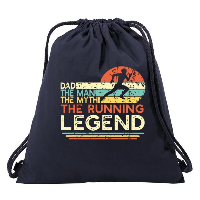 Vintage Running Dad The Man The Myth The Legend Runner Gift Drawstring Bag