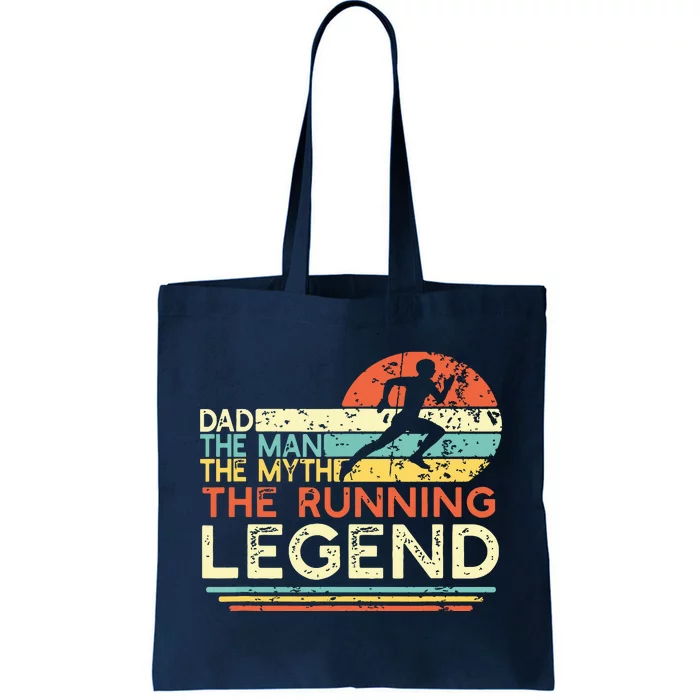 Vintage Running Dad The Man The Myth The Legend Runner Gift Tote Bag