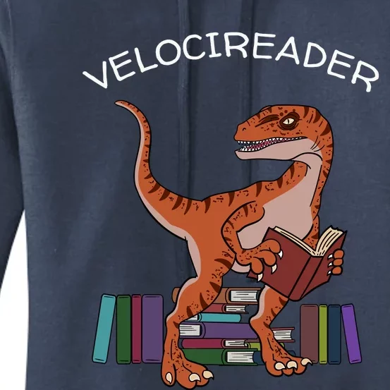 Velocireader Raptor Dinosaur Trex Bookworm Read Booklover Women's Pullover Hoodie