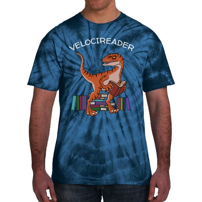 Velocireader Raptor Dinosaur Trex Bookworm Read Booklover Tie-Dye T-Shirt