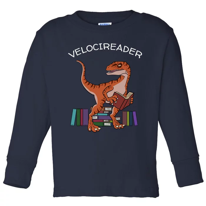 Velocireader Raptor Dinosaur Trex Bookworm Read Booklover Toddler Long Sleeve Shirt