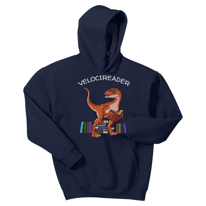 Velocireader Raptor Dinosaur Trex Bookworm Read Booklover Kids Hoodie