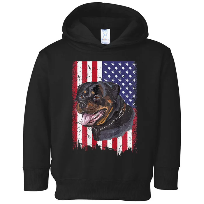 Vintage Rottweiler Dag Lover Father's Day USA American Flag Toddler Hoodie