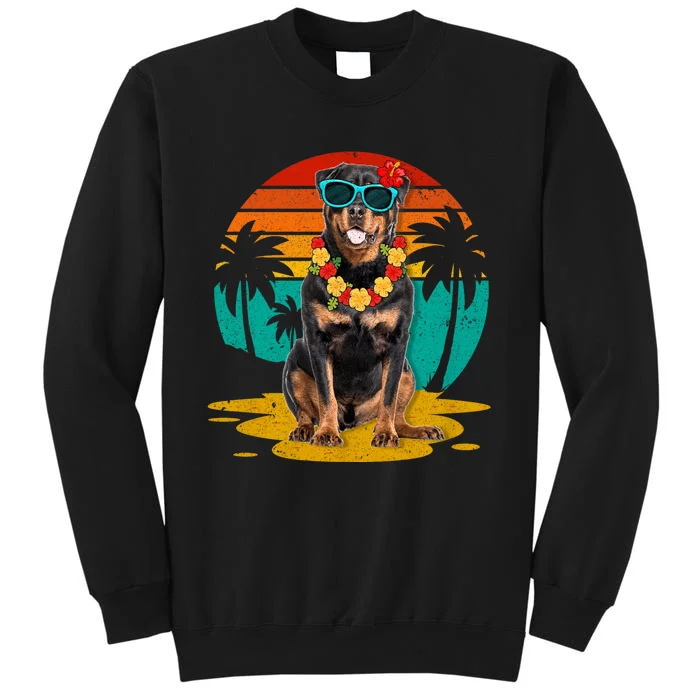 Vintage Rottweiler Dog Wearing Sunglasses Hawaii Summer Christmas In July Sweatshirt