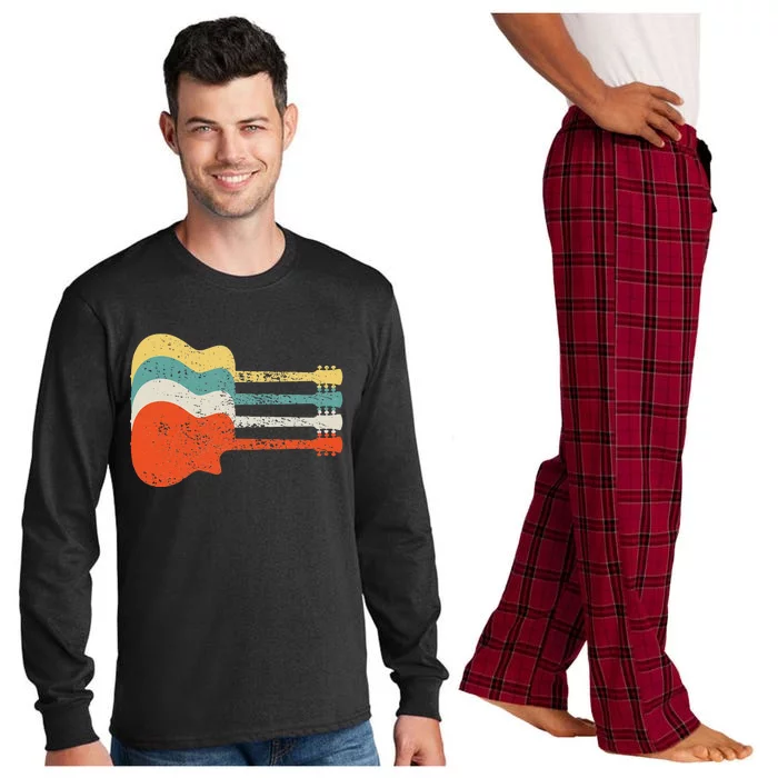 Vintage Retro Distressed Guitar Rock Music Fan Long Sleeve Pajama Set