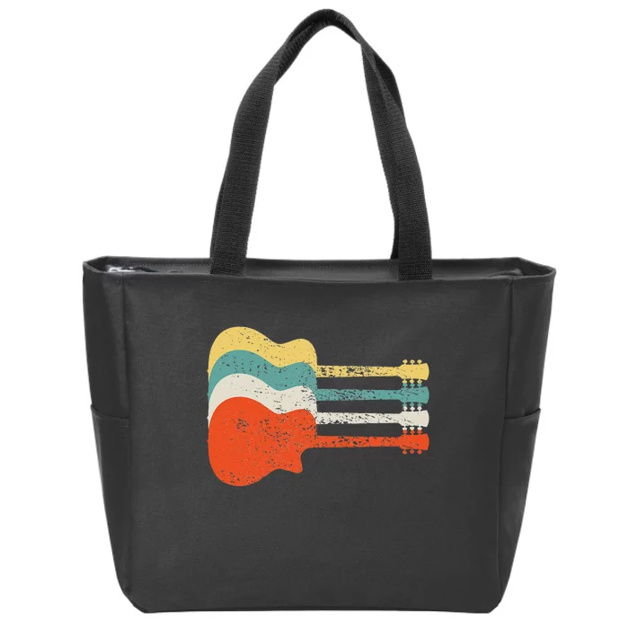 Vintage Retro Distressed Guitar Rock Music Fan Zip Tote Bag