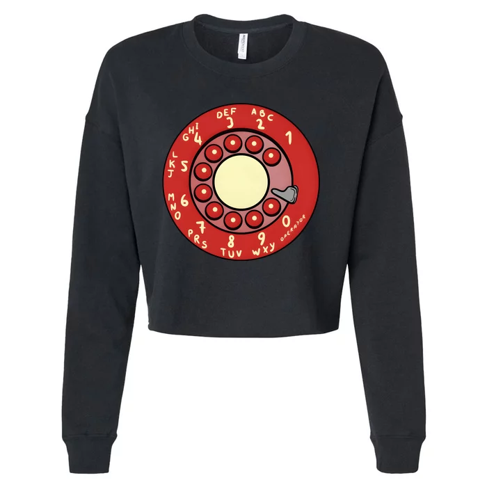 Vintage Rotary Dial Phone Cropped Pullover Crew