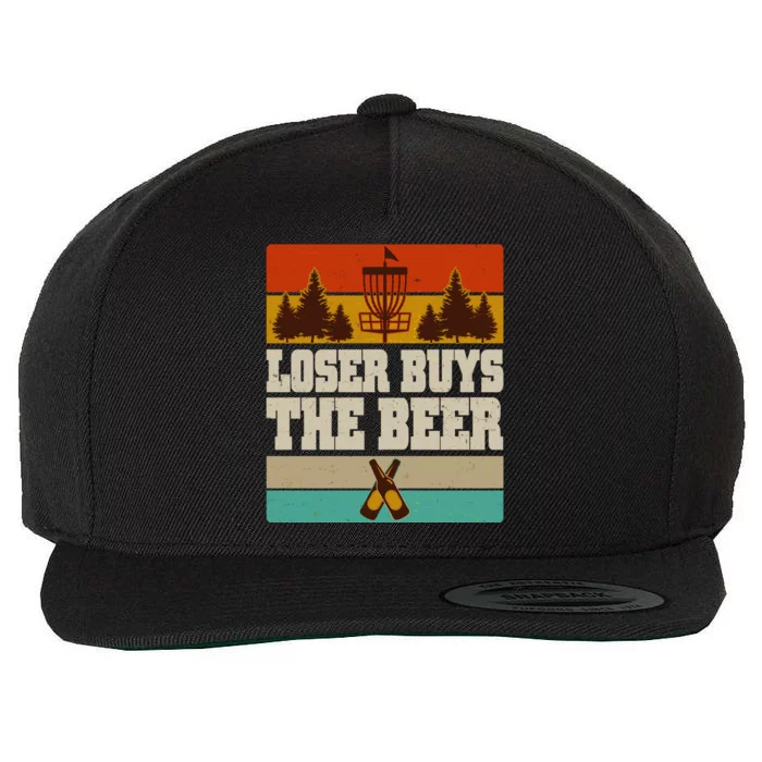 Vintage Retro Disc Golf Loser Buys The Beer Wool Snapback Cap