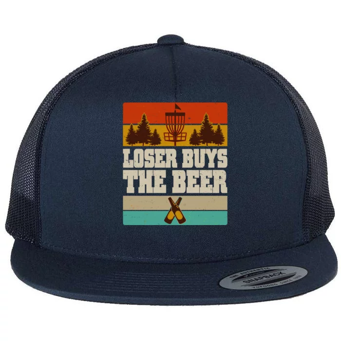 Vintage Retro Disc Golf Loser Buys The Beer Flat Bill Trucker Hat