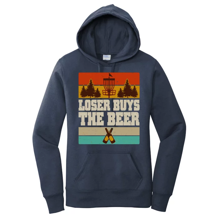 Vintage Retro Disc Golf Loser Buys The Beer Women's Pullover Hoodie