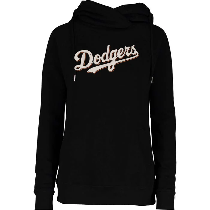 Vintage Retro Dodgers Style Classic Womens Funnel Neck Pullover Hood