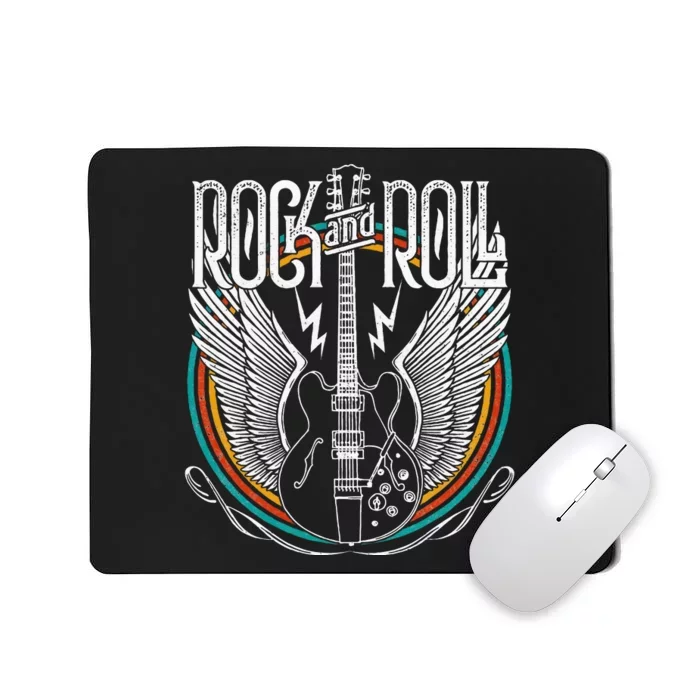 Vintage Retro Distressed 80s Rock & Roll Music Guitar Mousepad