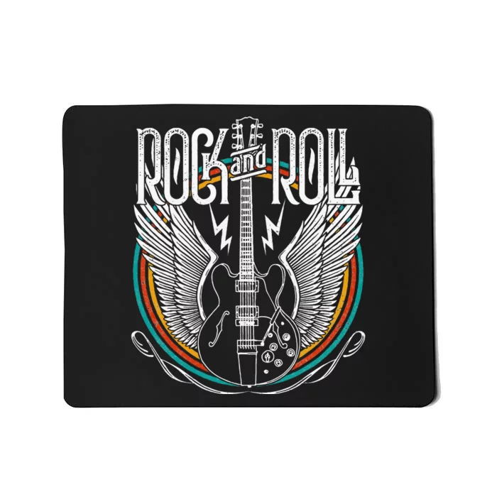 Vintage Retro Distressed 80s Rock & Roll Music Guitar Mousepad