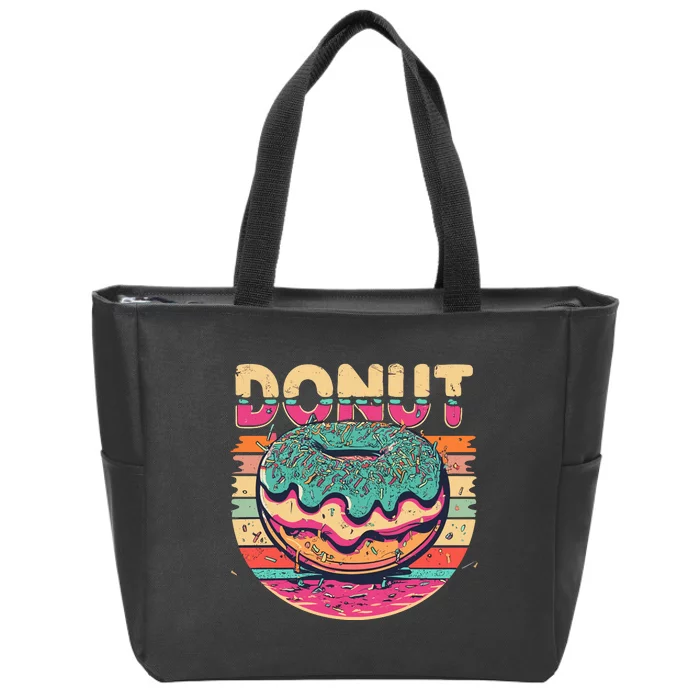 Vintage Retro DONUT Zip Tote Bag