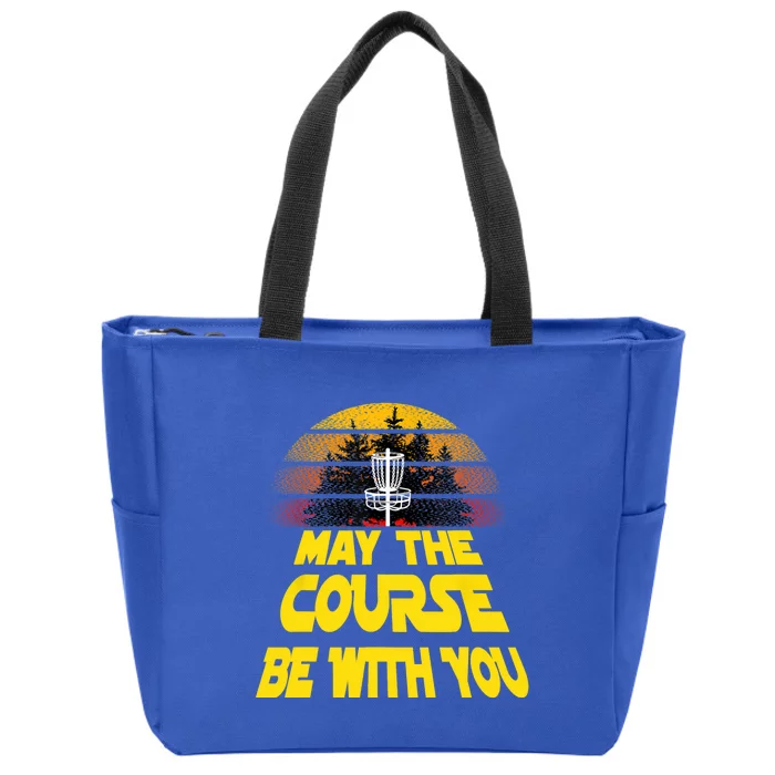 Vintage Retro Disc Golf May The Course Be With You Women Zip Tote Bag