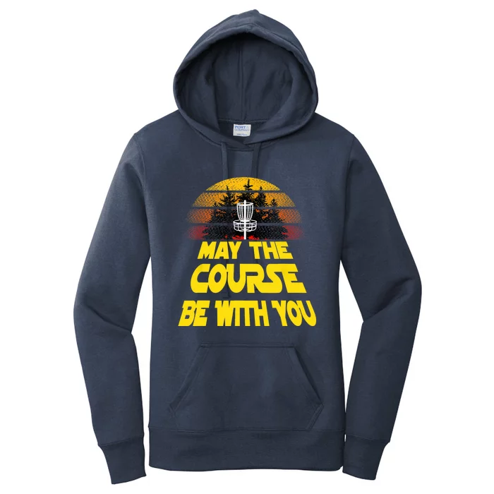 Vintage Retro Disc Golf May The Course Be With You Women Women's Pullover Hoodie