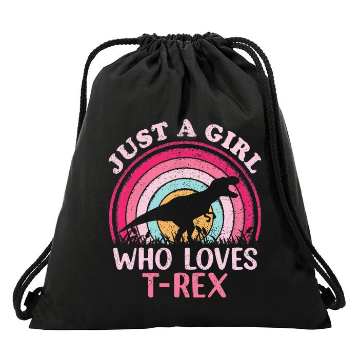 Vintage Retro Dinosaur Just A Girl Who Loves Drawstring Bag