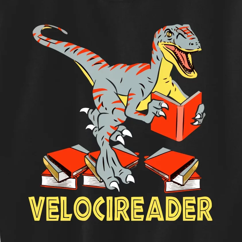 Velocireader Raptor Dinosaur T Rex Bookworm Read Booklover Kids Sweatshirt