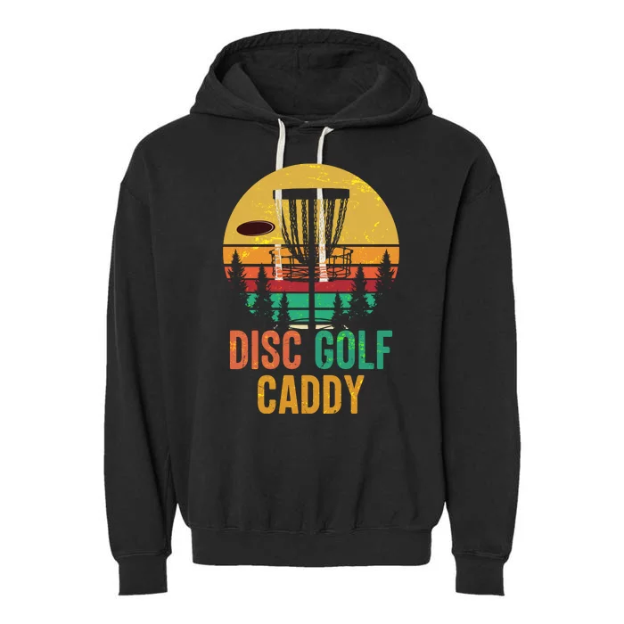 Vintage Retro Disc Golf Caddy Garment-Dyed Fleece Hoodie