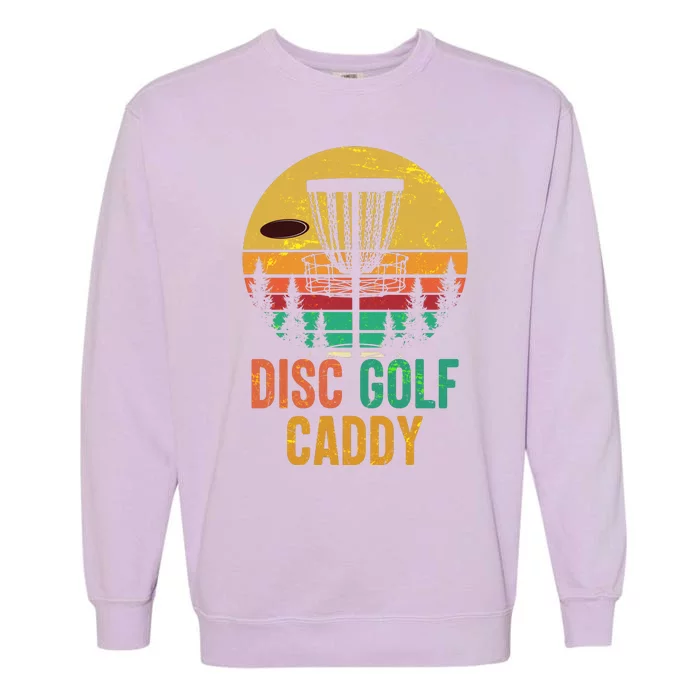 Vintage Retro Disc Golf Caddy Garment-Dyed Sweatshirt