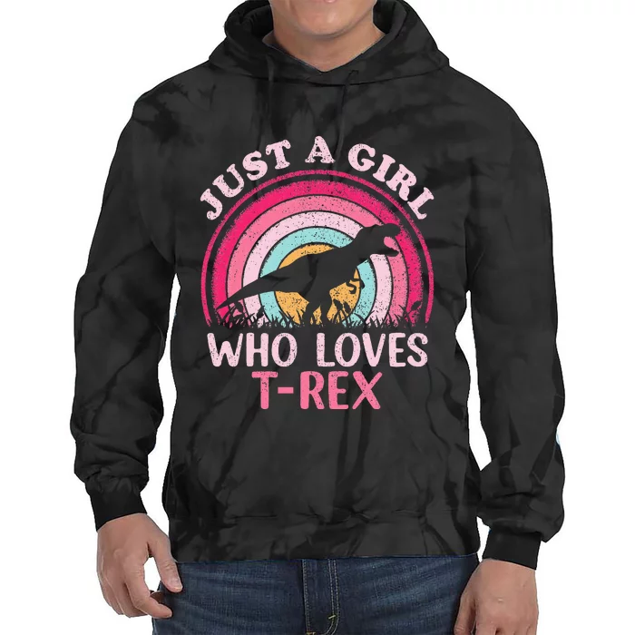 Vintage Retro Dinosaur Just A Girl Who Loves Trex Tie Dye Hoodie