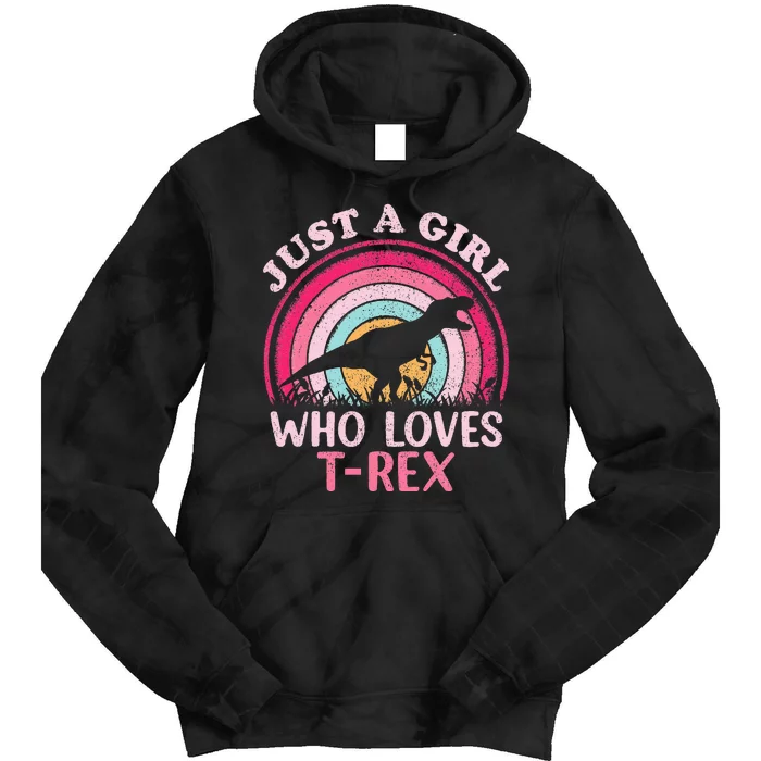 Vintage Retro Dinosaur Just A Girl Who Loves Trex Tie Dye Hoodie