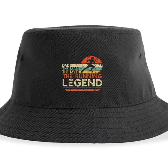 Vintage Running Dad The Man The Myth The Legend Runner Gift Sustainable Bucket Hat