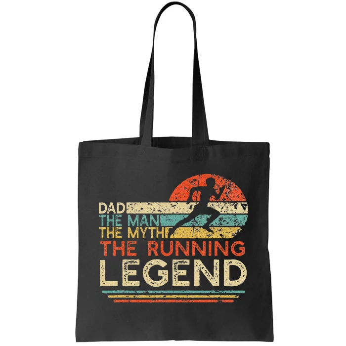 Vintage Running Dad The Man The Myth The Legend Runner Gift Tote Bag