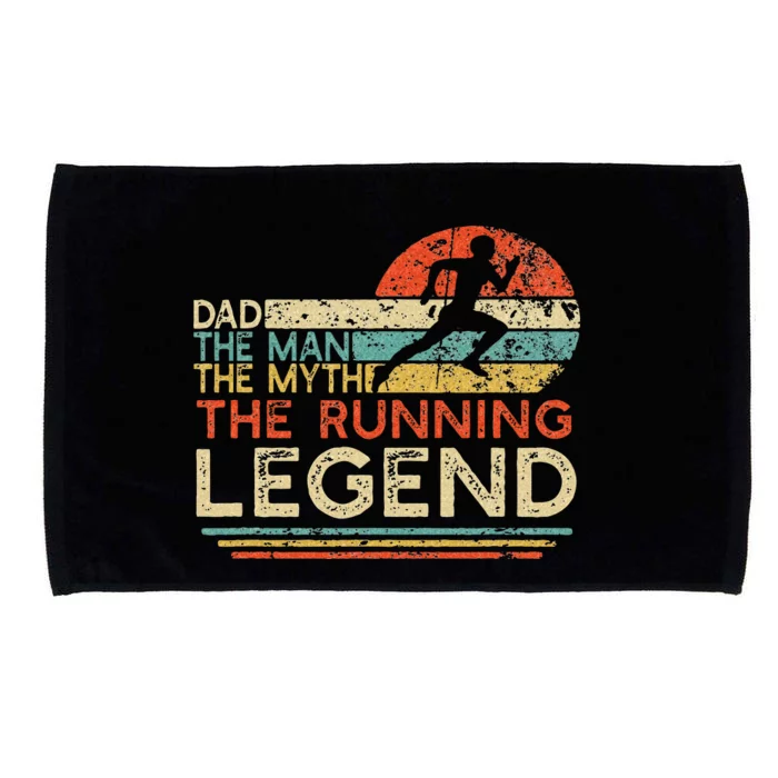 Vintage Running Dad The Man The Myth The Legend Runner Gift Microfiber Hand Towel